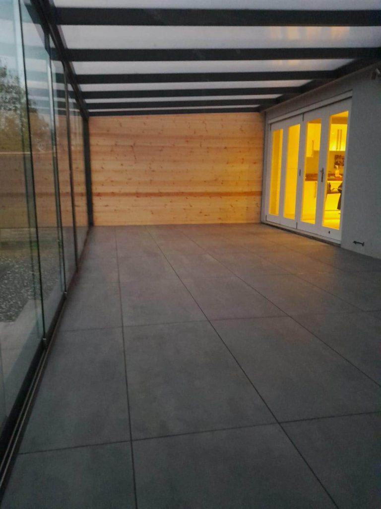 Verandas bosco internal with sliding glass doors poly carb roof